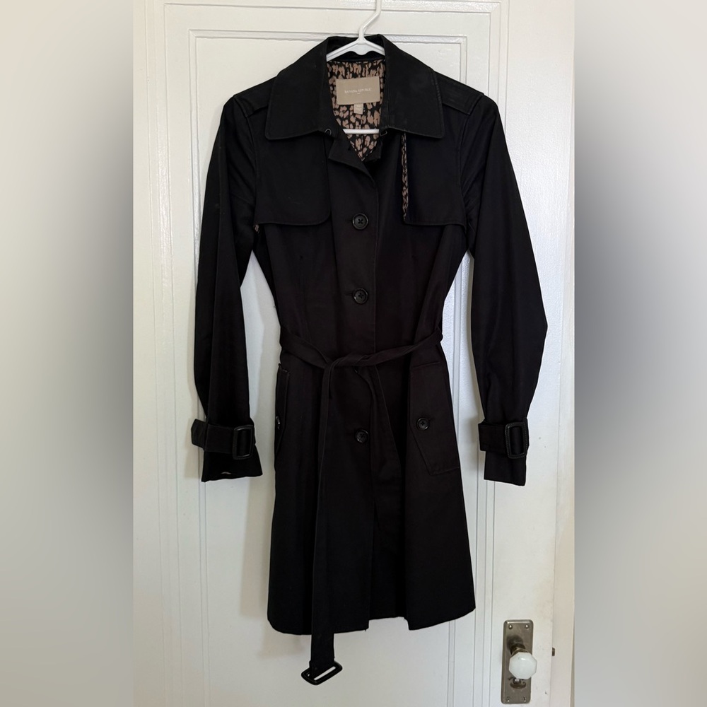 Banana Republic Tailored Black Trench Coat - Sz XS